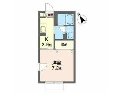 オーロハウスC(1K/1階)の間取り写真