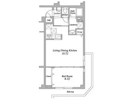 ラクラス下井草(1LDK/1階)の間取り写真