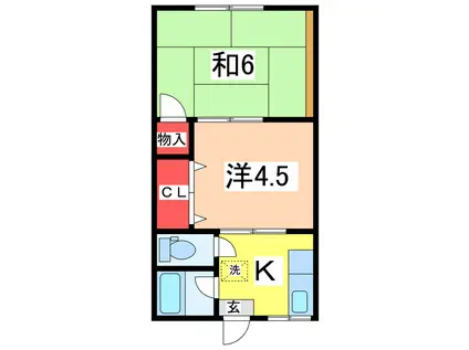 コーポハマ(2K/2階)の間取り写真