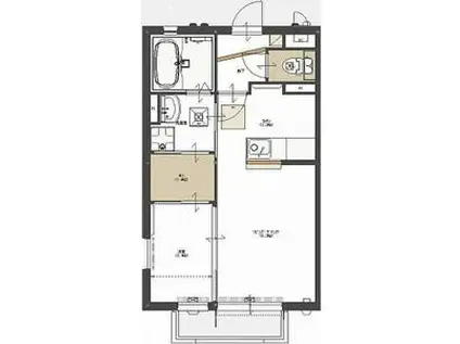 Y2ヤナゼパナハイツ(1SK/1階)の間取り写真