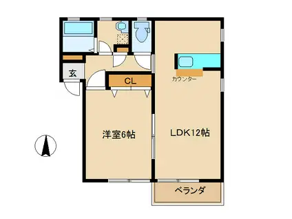 メゾン安曇野(1LDK/1階)の間取り写真