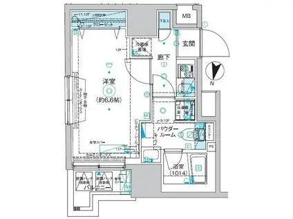 エストゥルース入谷(1K/10階)の間取り写真