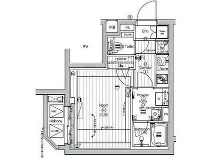 プレミアムキューブ新宿中井(1K/3階)の間取り写真