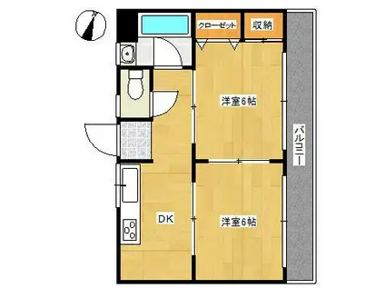 橋本ビル(2DK/2階)の間取り写真