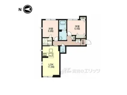 センクシャトー竹鼻(2LDK/1階)の間取り写真