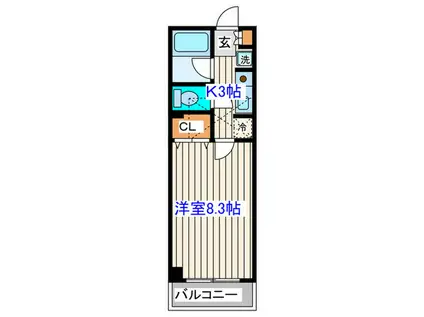 ビューハイツ愛子A(1K/1階)の間取り写真