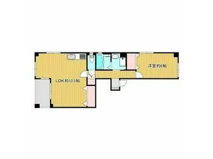 フラット松栄(1LDK/2階)の間取り写真