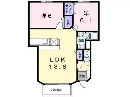 フリッシュI(2LDK/1階)の間取り写真