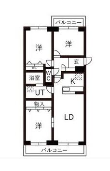 BRO北野(3LDK/11階)の間取り写真