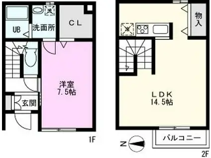 スカーラ8(1LDK/1階)の間取り写真