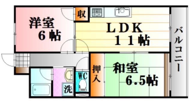キャロット西原(2LDK/3階)の間取り写真