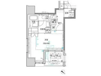 クレイシア日本橋水天宮前(1K/9階)の間取り写真