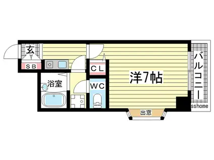 メゾンドローリエ(1K/4階)の間取り写真