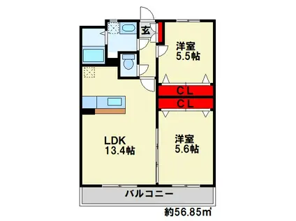 ユーミーシャルマン(2LDK/1階)の間取り写真