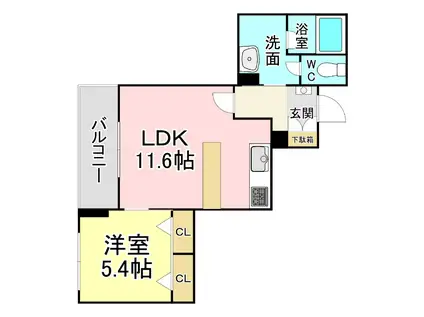 フルール・ド・ヒサノ(1LDK/4階)の間取り写真