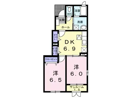 エトワール A棟(2DK/1階)の間取り写真