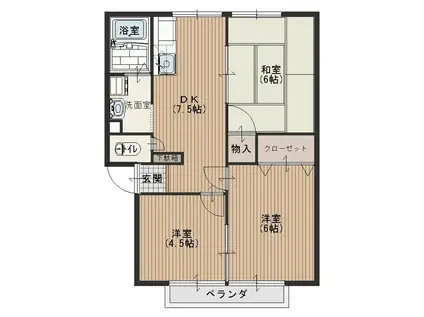 岸ハイツ(3DK/2階)の間取り写真