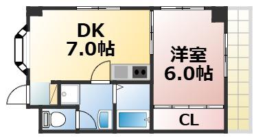 グランアルシュ(1DK/6階)の間取り写真