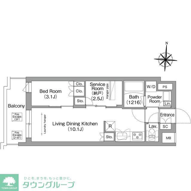 コンフォリア・リヴ南品川(1SLDK/4階)の間取り写真