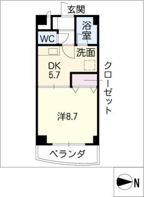 カイラーサ(1DK/2階)の間取り写真