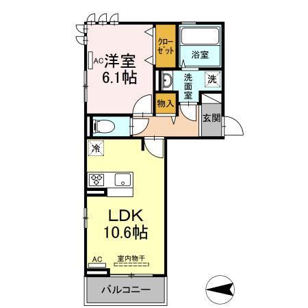 マーレK 0507(1LDK/3階)の間取り写真