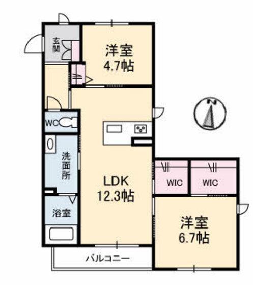 SUN VILLAGE(2LDK/2階)の間取り写真