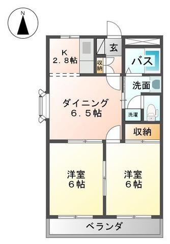 サンライズ1番館(2DK/3階)の間取り写真
