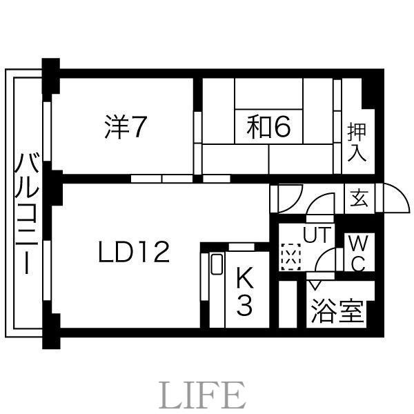 フォンテーヌ平岸(2LDK/7階)の間取り写真