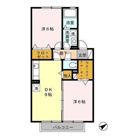 リリーフパレス(2DK/2階)の間取り写真