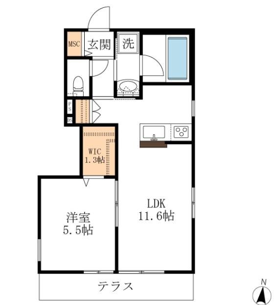 LINO元町(1LDK/1階)の間取り写真
