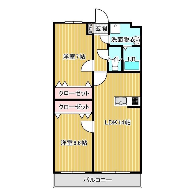 シェトワ(2LDK/2階)の間取り写真