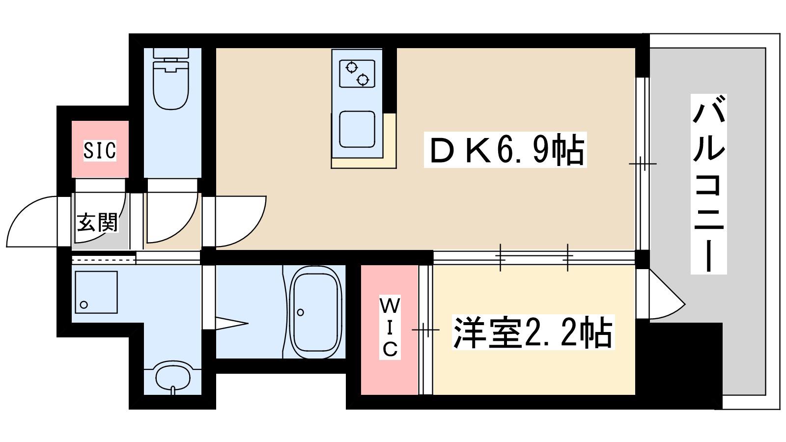 セレニテ十三ミラク(1DK/4階)の間取り写真