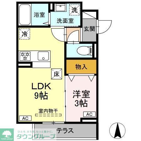 グラナーデ扇I C(1LDK/1階)の間取り写真
