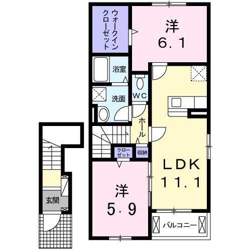 PEPPY・II(2LDK/2階)の間取り写真