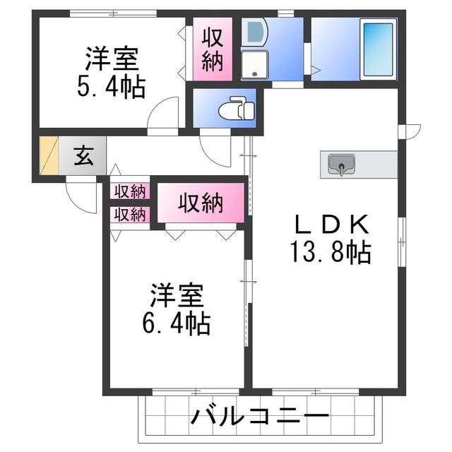アン・セリジェII(2LDK/1階)の間取り写真