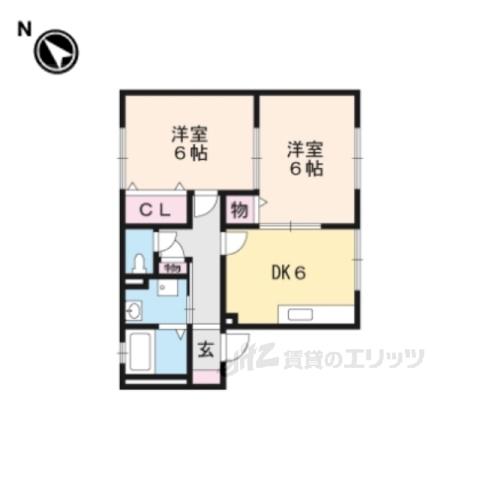 グランカイト(2DK/2階)の間取り写真