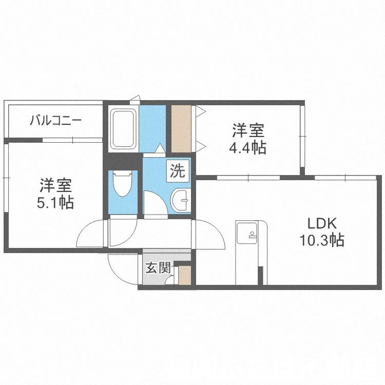 グランメゾン博多(2LDK/1階)の間取り写真