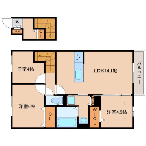 メゾンドピノ(3LDK/2階)の間取り写真