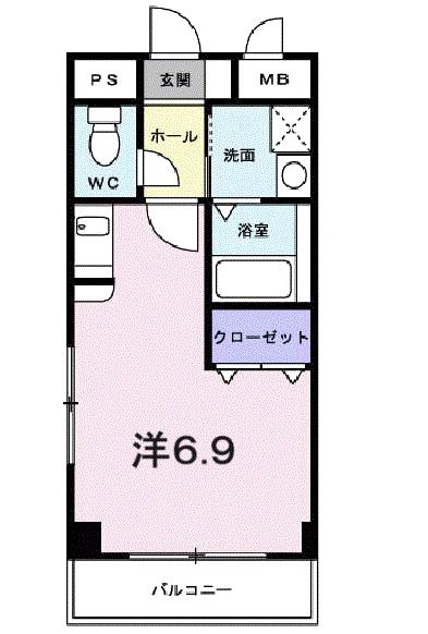 カルム六番町(1K/3階)の間取り写真