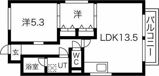 ヴィークル白浜(2LDK/6階)の間取り写真