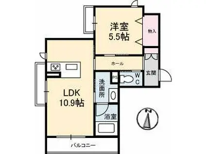 シャーメゾンREGARO(1LDK/1階)の間取り写真