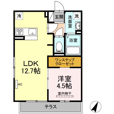 グランドポルト(1LDK/1階)の間取り写真