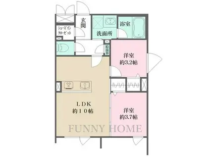 アトリオフラッツ三軒茶屋ノース(2LDK/3階)の間取り写真