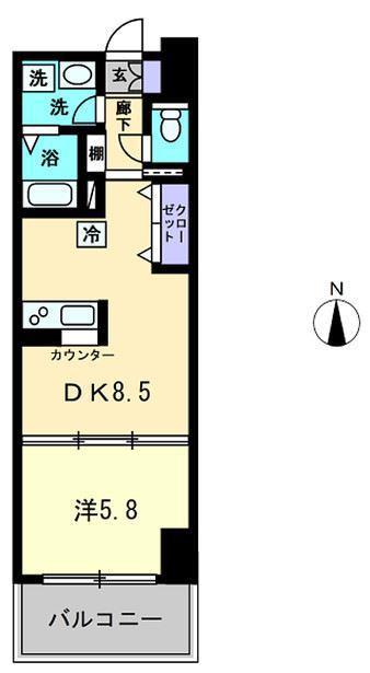 ファインスクエア錦町(1DK/7階)の間取り写真