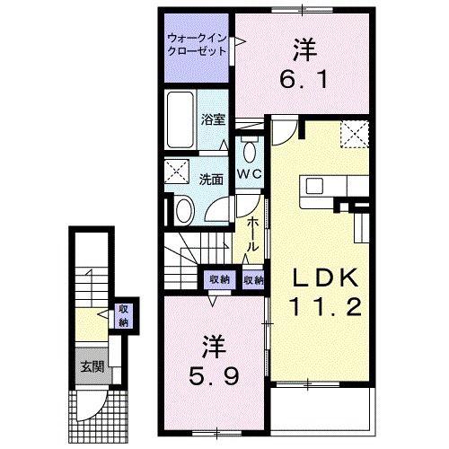 ラントシャフト ベルク(2LDK/2階)の間取り写真