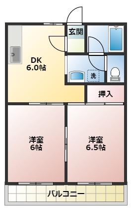カトレアIII(2DK/3階)の間取り写真