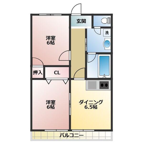 レーニア(2DK/1階)の間取り写真