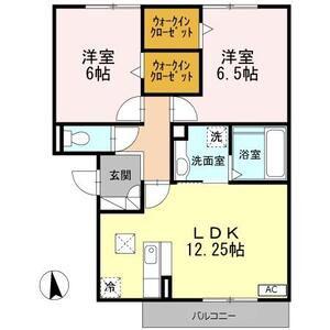 ブロッサム A棟(2LDK/1階)の間取り写真