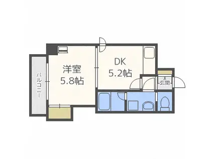 プロシード環状通東(1DK/6階)の間取り写真