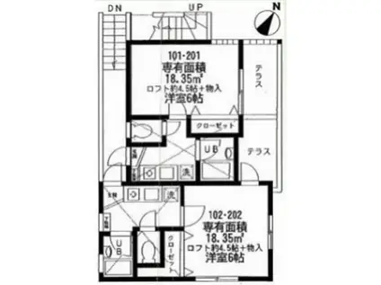 キャッスル若宮(1K/2階)の間取り写真